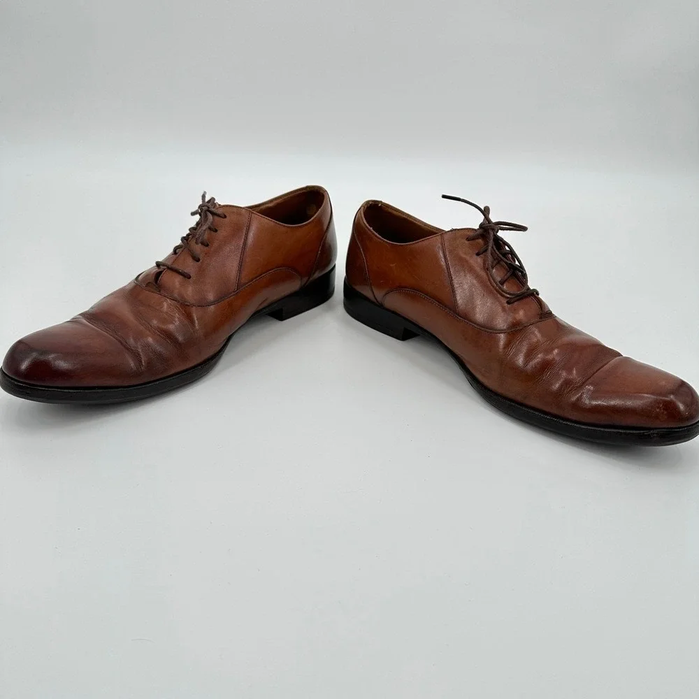 John Fluevog‎ Twin Turbine 211 Men Brown Leather Oxford Dress Shoes CA14 10M
